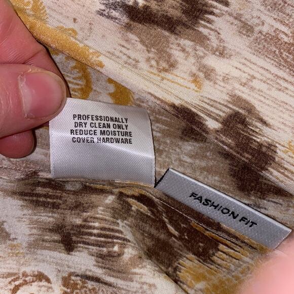 St. John Couture Button Down Silk Vintage Blouse Sz 8 Abstract Brown Gold - Picture 9 of 9